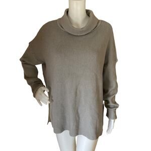 NEW Cyrus Relaxed Ribbed Knit Turtleneck Sweater Gray Size L Minimalist